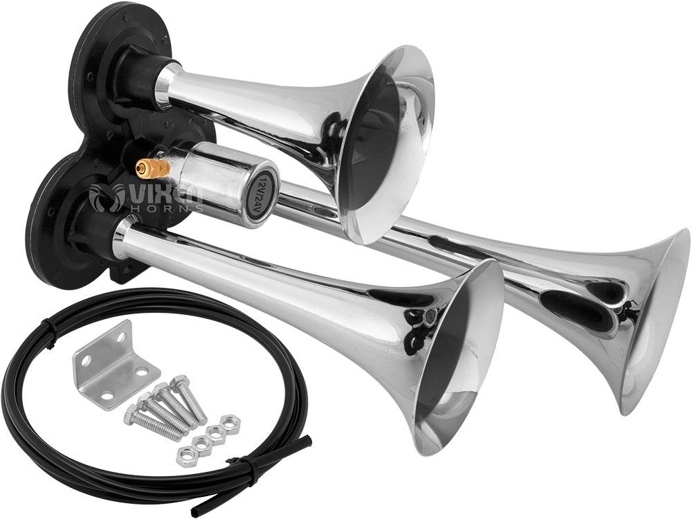 VIXEN HORNS VXH3311C TRIPLE TRUMPET TRAIN AIR HORN CHROME PLATED image 0