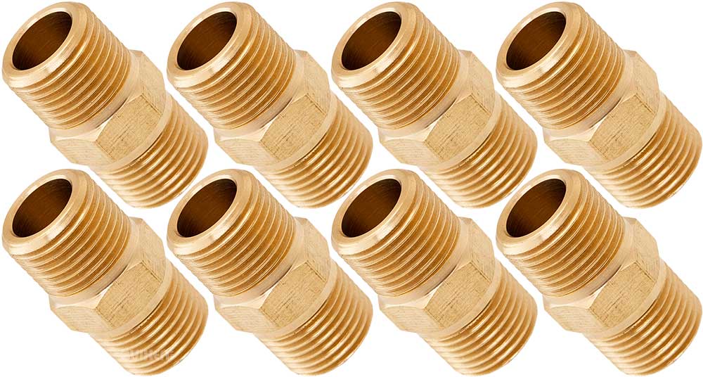VIXEN AIR VXA3838-8 3/8" NPT MALE TO 3/8" NPT MALE STRAIGHT COUPLING (8 PACK) image 0