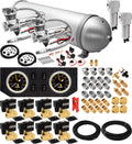 VIXEN AIR VXX3805GB/4850DCF AIR SUSPENSION KIT FOR TRUCK/CAR BAG/AIR RIDE/SPRING. ON BOARD SYSTEM, DUAL 200PSI COMPRESSOR, 5 GALLON ALUMINUM TANK image 0