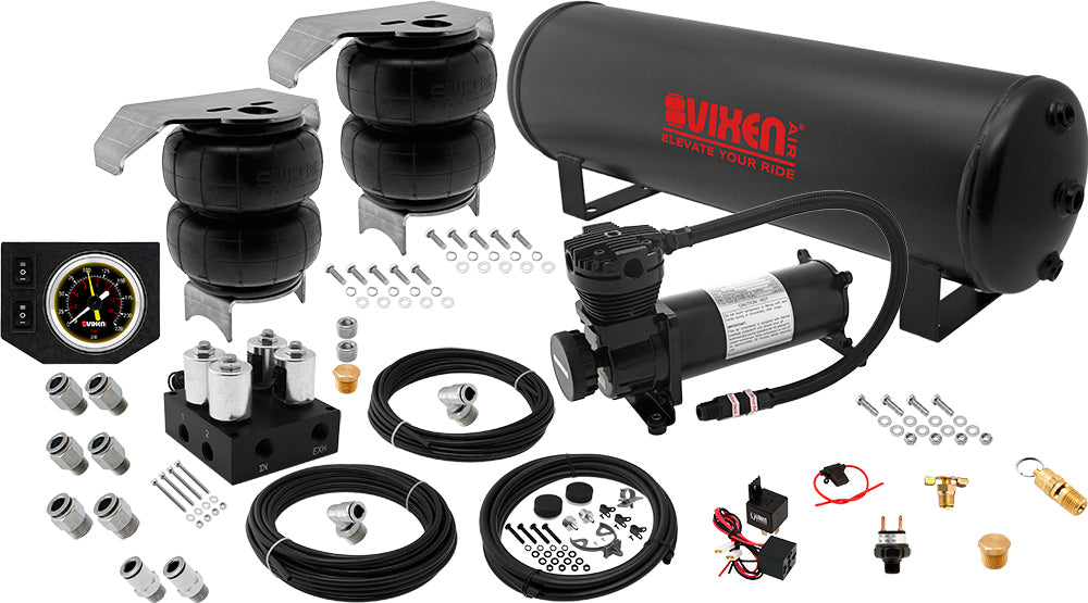 VIXEN AIR VXX2CM0126/4841B/BB AIR SUSPENSION KIT FOR TRUCK/CAR BAG/AIR RIDE/SPRING. ON BOARD SYSTEM, 200PSI COMPRESSOR, 4 GALLON TANK image 0
