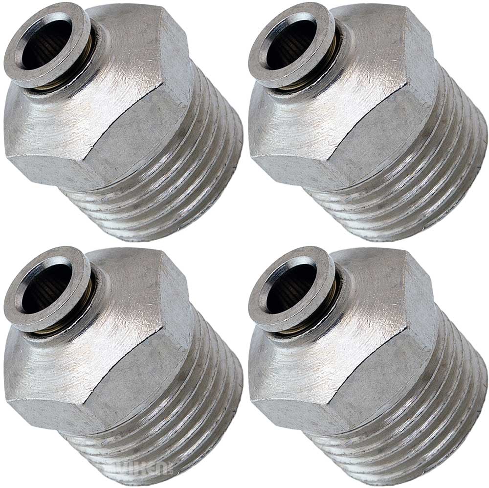 VIXEN AIR VXA7124-4 1/2″ NPT MALE TO PUSH TO CONNECT (PTC) FOR 1/4″ OD HOSE STRAIGHT PNEUMATIC FITTING (4 PACK) image 0