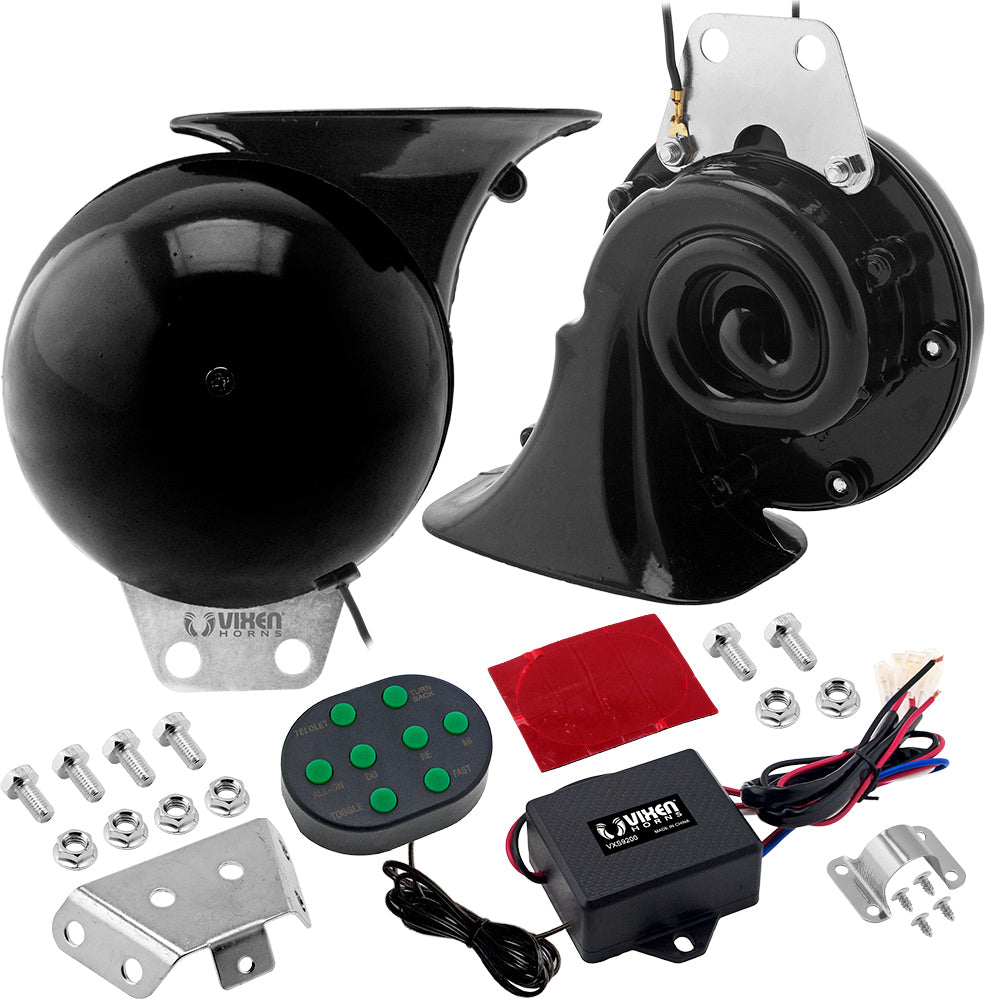 VIXEN HORNS VXS9200 8-SOUND DUAL SNAIL HORN (BLACK) image 0