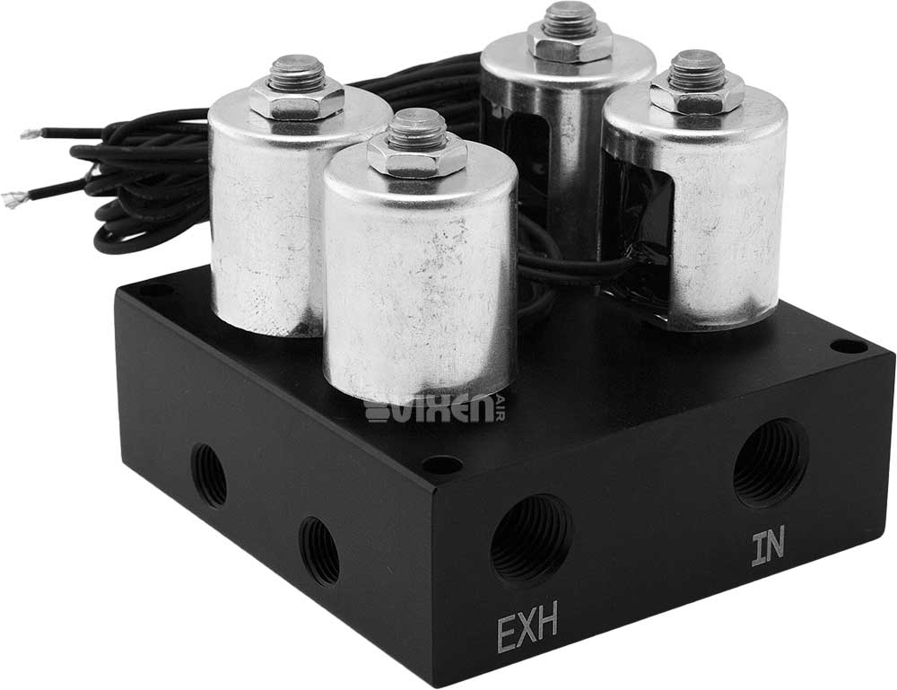 VIXEN AIR VXF2CM01B 4 VALVE SUSPENSION MANIFOLD WITH ONE DUAL NEEDLE BLACK GAUGE PANEL, 3/8" OD HOSE 50 FT, 1/4" OD HOSE 35 FT AND FITTINGS image 2