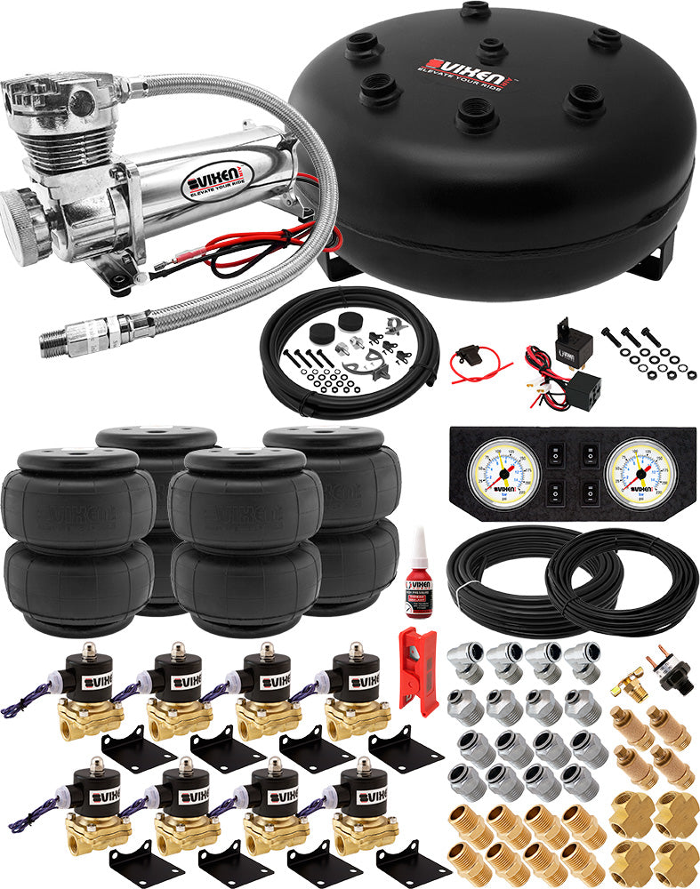 VIXEN AIR VXX1208FW/4840C AIR SUSPENSION KIT FOR TRUCK/CAR BAG/AIR RIDE/SPRING. ON BOARD SYSTEM, 200PSI COMPRESSOR, 4 GALLON TANK image 0