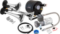 VIXEN HORNS VXO8805/3311C TRIPLE TRUMPET TRAIN AIR HORN CHROME PLATED WITH 0.5 GALLON TANK AND 150 PSI COMPRESSOR image 0