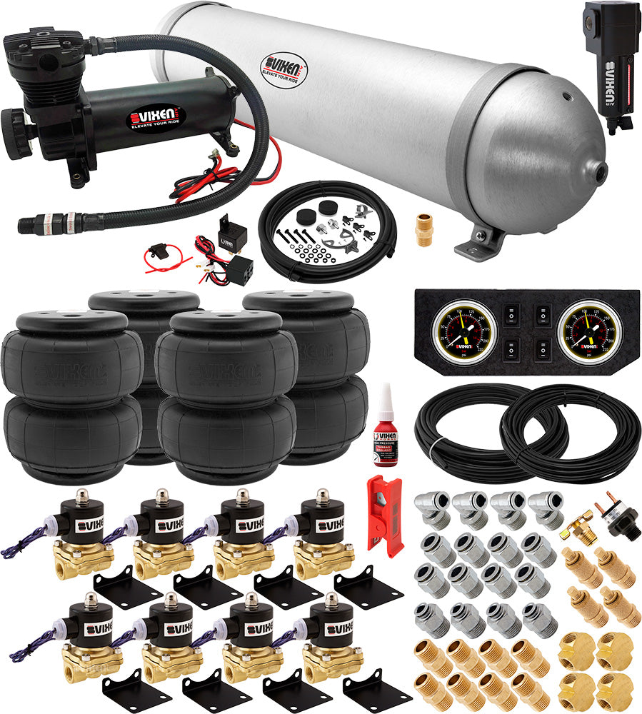 VIXEN AIR VXX3804FB/4850BF AIR SUSPENSION KIT FOR TRUCK/CAR BAG/AIR RIDE/SPRING. ON BOARD SYSTEM, 200PSI COMPRESSOR, 5 GALLON ALUMINUM TANK image 0