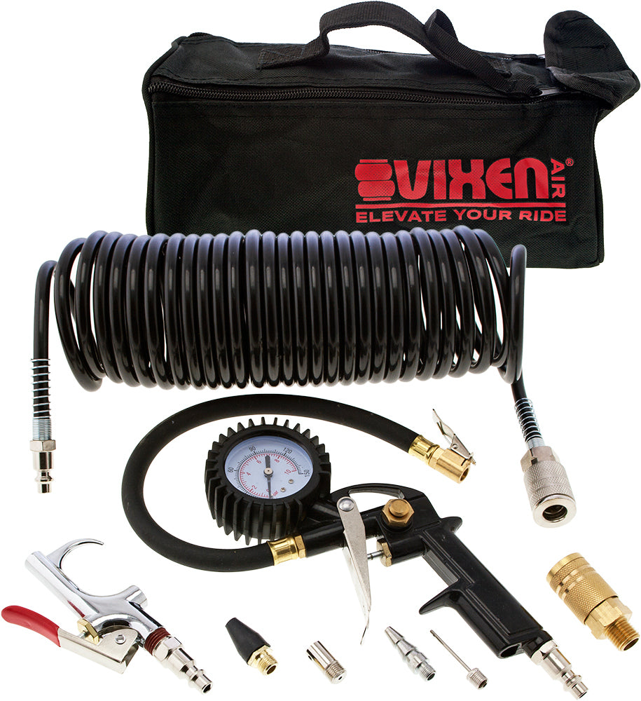 VIXEN AIR VXO4852GCI 5 GALLON STEEL AIR TANK SILVER WITH 200 PSI AIR COMPRESSOR AND TIRE INFLATION KIT ONBOARD AIR SYSTEM image 8