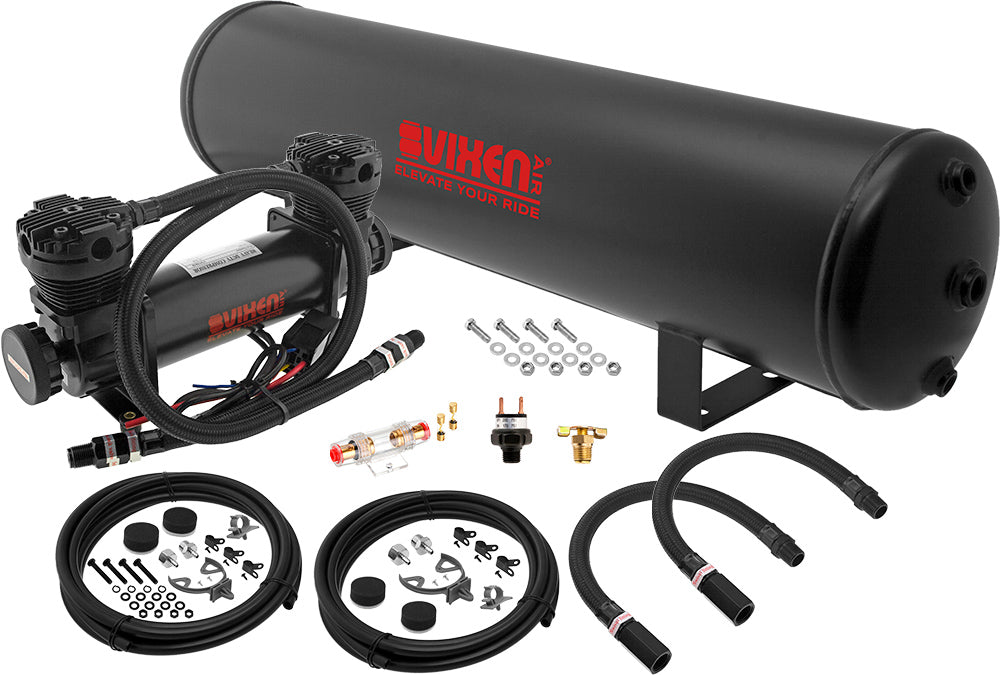 VIXEN AIR VXO8852DB 5 GALLON STEEL AIR TANK WITH DUAL CYLINDER 300 PSI AIR COMPRESSOR ONBOARD AIR SYSTEM image 0