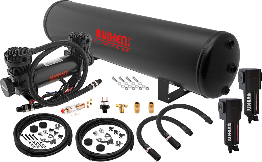 VIXEN AIR VXO8852DBF 5 GALLON STEEL AIR TANK WITH DUAL CYLINDER 300 PSI AIR COMPRESSOR ONBOARD AIR SYSTEM image 0