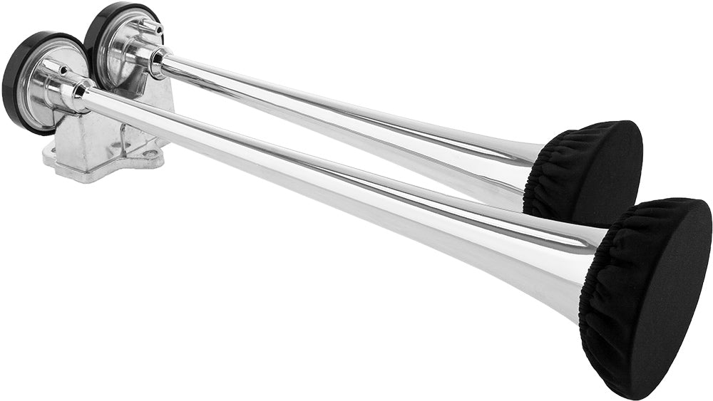 VIXEN HORNS VXH2112C/P DUAL TRUMPET TRAIN AIR HORN KIT WITH COVERS CHROME COLOR image 1