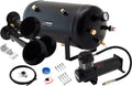 VIXEN HORNS VXO8350B/3114B TRIPLE TRUMPET TRAIN AIR HORN BLACK WITH 5 GALLON TANK AND 200 PSI COMPRESSOR image 0