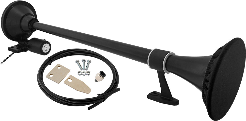 VIXEN HORNS VXH1164B/P SEMI TRUCK SINGLE AIR HORN WITH COVER BLACK