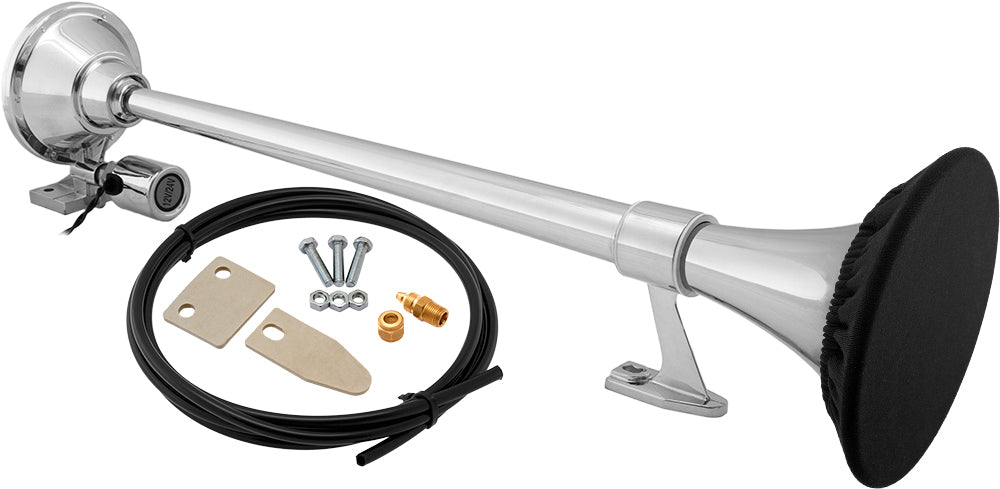 VIXEN HORNS VXH1164/P SEMI TRUCK SINGLE AIR HORN WITH COVER CHROME PLATED