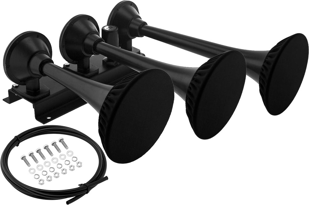 VIXEN HORNS VXH3418B/P TRIPLE TRUMPET TRAIN AIR HORN WITH COVER BLACK