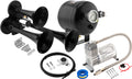 VIXEN HORNS VXO8705/3311B TRIPLE TRUMPET TRAIN AIR HORN BLACK WITH 0.5 GALLON TANK AND 150 PSI COMPRESSOR