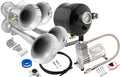 VIXEN HORNS VXO8705/4114 QUAD TRUMPET TRAIN AIR HORN CHROME PLATED WITH 0.5 GALLON TANK AND 150 PSI COMPRESSOR