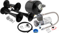 VIXEN HORNS VXO8805/3311B TRIPLE TRUMPET TRAIN AIR HORN BLACK WITH 0.5 GALLON TANK AND 150 PSI COMPRESSOR