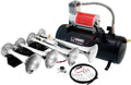 VIXEN HORNS VXO8530/4124C QUAD TRUMPET TRAIN AIR HORN CHROME PLATED WITH 1.5 GALLON TANK AND 150 PSI COMPRESSOR image 0