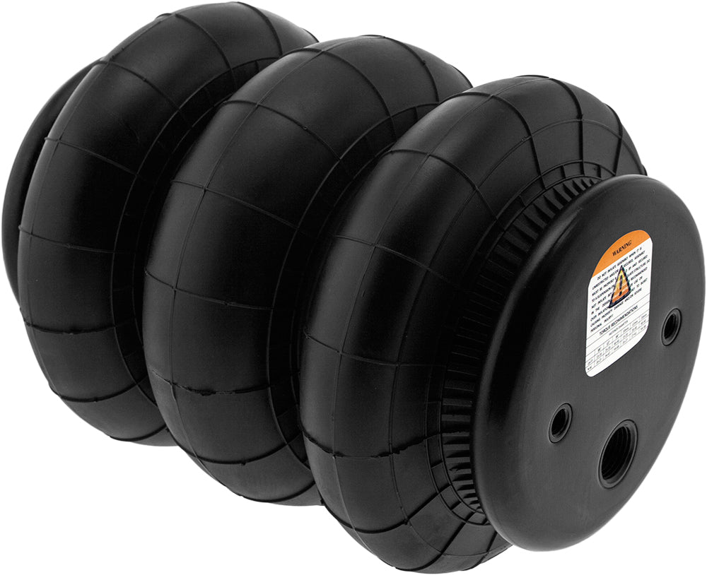 VIXEN AIR VXD26T14S 1/2" NPT SINGLE AIR PORT TRIPLE BELLOW SUSPENSION AIR SPRING/AIR BAG DUAL PACK WITH FITTINGS, SCHRADER VALVES AND 20FT HOSE image 1