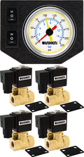 VIXEN AIR VXF1G4038W 3/8" NPT ELECTRIC AIR VALVE (SOLENOID) 250PSI 12V (4-PACK) WITH 1 DUAL NEEDLE GAUGE/2 SWITCH DASH PANEL KIT WHITE image 0