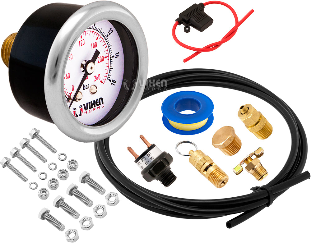 VIXEN HORNS VXO8325/3311B TRIPLE TRUMPET TRAIN AIR HORN BLACK WITH 2.5 GALLON TANK AND 200 PSI COMPRESSOR image 9