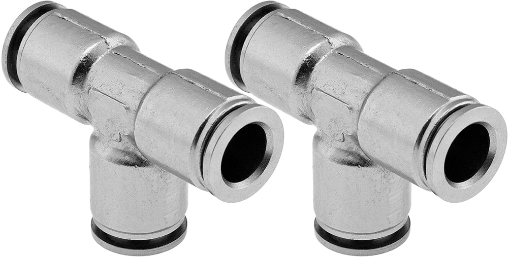 VIXEN AIR VXA8338-2 PUSH TO CONNECT (PTC) UNION TEE PNEUMATIC FITTING FOR 3/8" OD HOSES (2 PACK) image 0