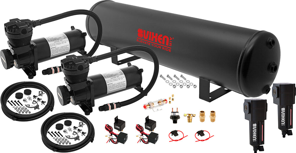 VIXEN AIR VXO4852DBF 5 GALLON STEEL AIR TANK WITH DUAL 200 PSI AIR COMPRESSOR ONBOARD AIR SYSTEM image 0