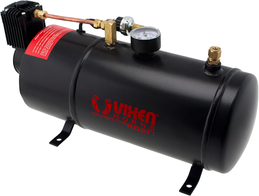 VIXEN HORNS VXO8210/1101 SINGLE TRUMPET SNAIL AIR HORN BLACK WITH 1 GALLON TANK AND 150 PSI COMPRESSOR image 4