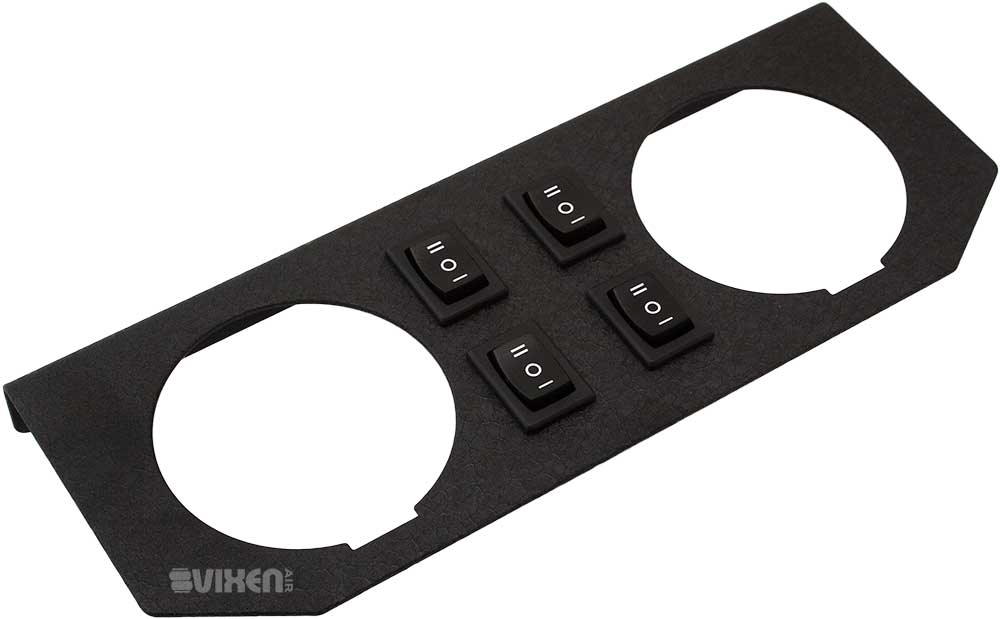 VIXEN AIR VXF2GP4RKB 2″ DUAL NEEDLE AIR PRESSURE GAUGES METAL DASH PANEL WITH FOUR SWITCHES BLACK image 5