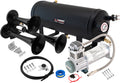 VIXEN HORNS VXO8315/3311B TRIPLE TRUMPET TRAIN AIR HORN BLACK WITH 1.5 GALLON TANK AND 200 PSI COMPRESSOR image 0