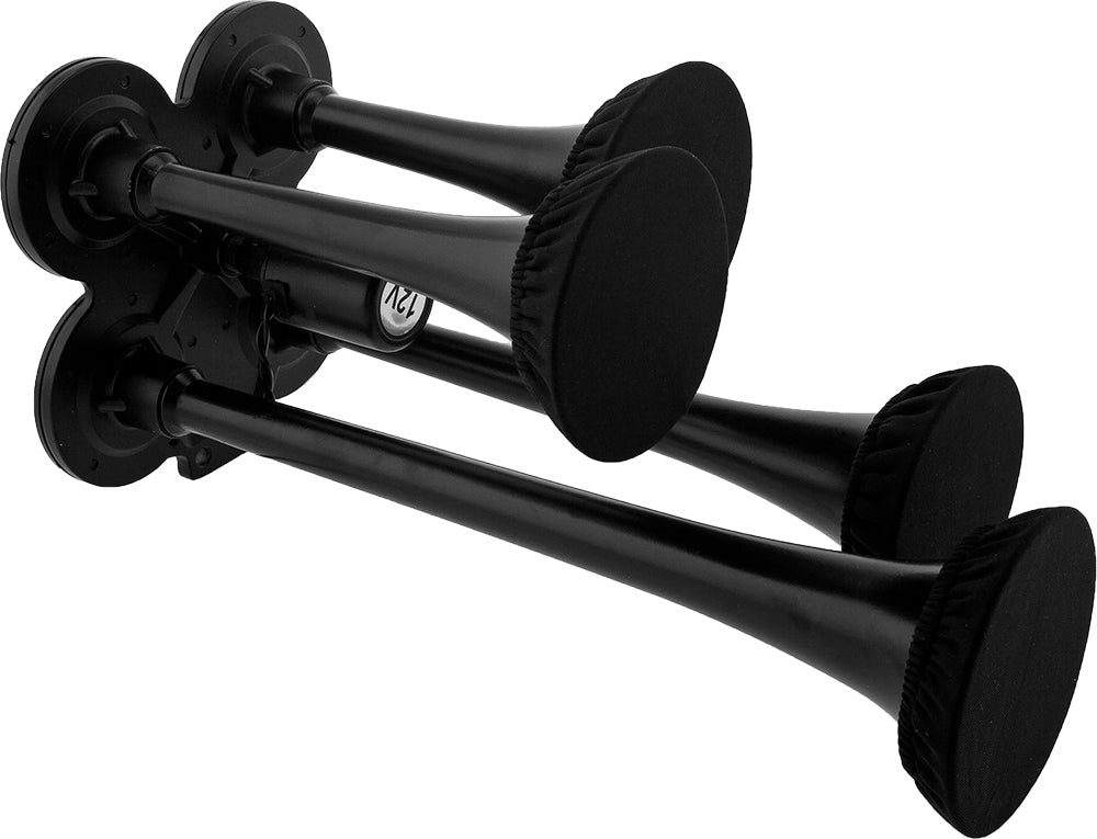 VIXEN HORNS VXH4114B/P FOUR TRUMPET TRAIN AIR HORN WITH COVERS BLACK image 1
