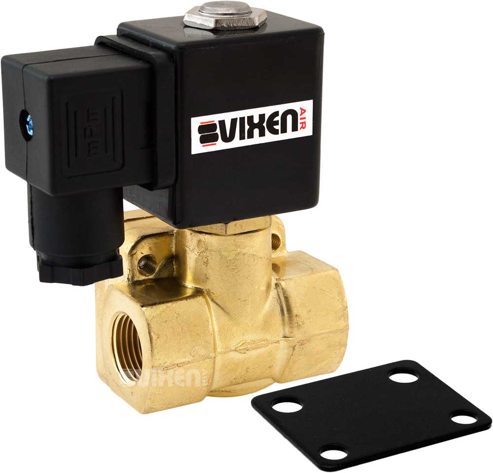 VIXEN AIR VXF0G4038W 3/8" NPT ELECTRIC AIR VALVE (SOLENOID) 250PSI 12V (2-PACK) WITH 1 SINGLE NEEDLE GAUGE/1 SWITCH DASH PANEL KIT WHITE image 1