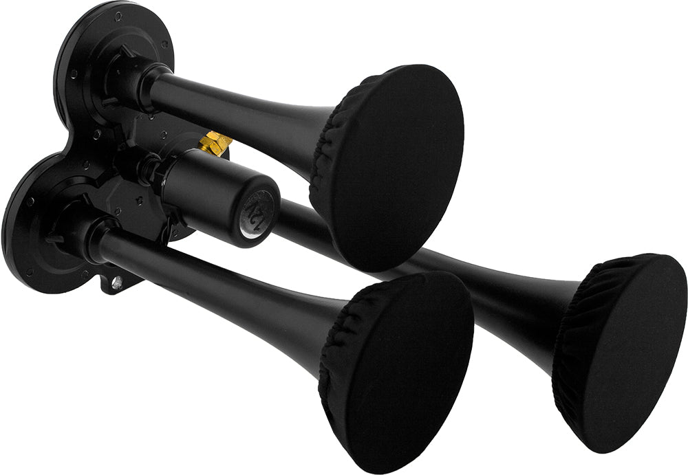 VIXEN HORNS VXH3311B/P TRIPLE TRUMPET TRAIN AIR HORN WITH COVERS BLACK image 1