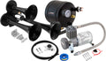 VIXEN HORNS VXO8805/3311B TRIPLE TRUMPET TRAIN AIR HORN BLACK WITH 0.5 GALLON TANK AND 150 PSI COMPRESSOR image 0