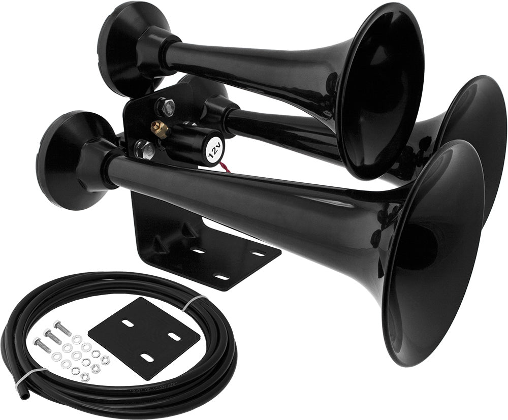 VIXEN HORNS VXH3318XB TRIPLE TRUMPET TRAIN AIR HORN BLACK image 0