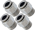 VIXEN AIR VXA7383-4 3/8″ NPT MALE TO PUSH TO CONNECT (PTC) FOR 3/8″ OD HOSE STRAIGHT PNEUMATIC FITTING (4 PACK) image 0