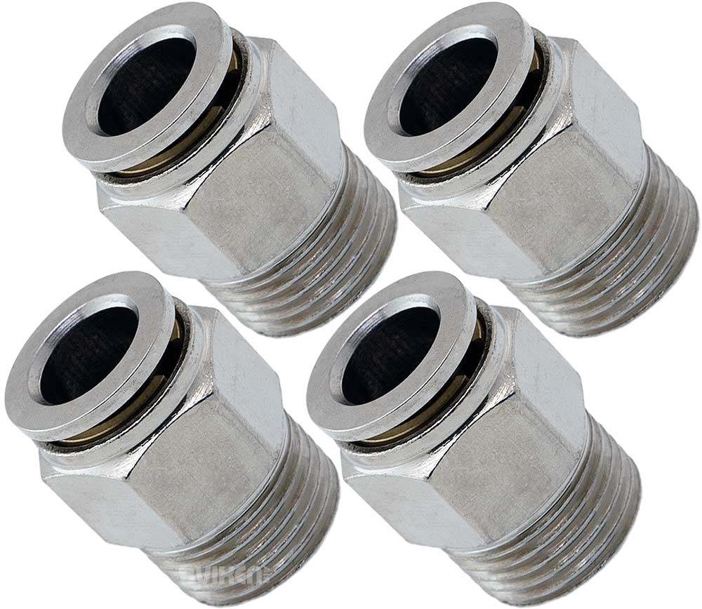 VIXEN AIR VXA7383-4 3/8″ NPT MALE TO PUSH TO CONNECT (PTC) FOR 3/8″ OD HOSE STRAIGHT PNEUMATIC FITTING (4 PACK) image 0