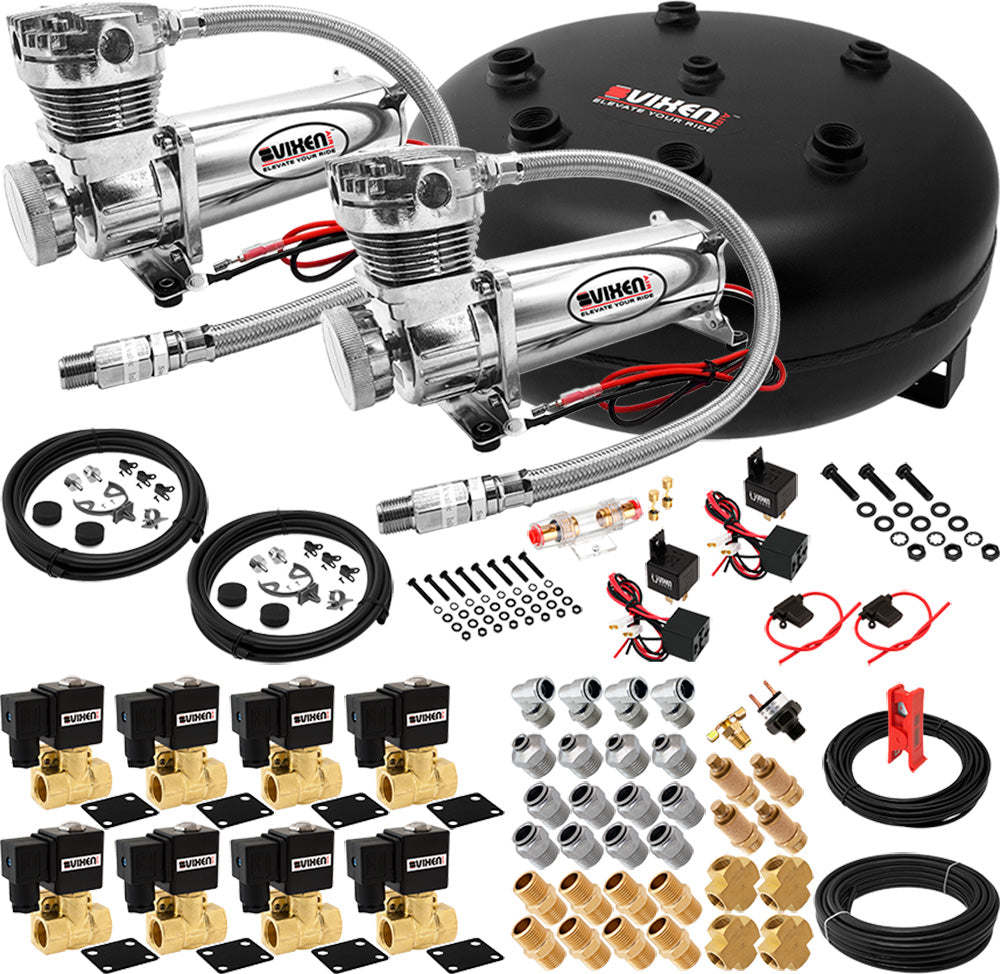 VIXEN AIR VXX1209H/4840DC AIR SUSPENSION KIT FOR TRUCK/CAR BAG/AIR RIDE/SPRING. ON BOARD SYSTEM, DUAL 200PSI COMPRESSOR, 4 GALLON TANK image 0