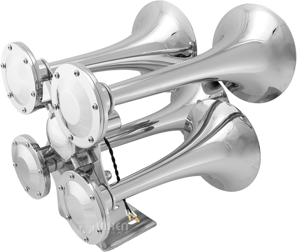 バイオプトロン VIXEN HORNS VXH4318 FOUR TRUMPET TRAIN AIR HORN CHROME PLATED