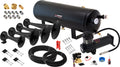 VIXEN HORNS VXO8330B/4901B QUAD TRUMPET ABS TRAIN AIR HORN BLACK WITH 3 GALLON TANK AND 200 PSI COMPRESSOR image 0