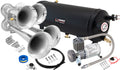 VIXEN HORNS VXO8815/4114 QUAD TRUMPET TRAIN AIR HORN CHROME PLATED WITH 1.5 GALLON TANK AND 150 PSI COMPRESSOR image 0