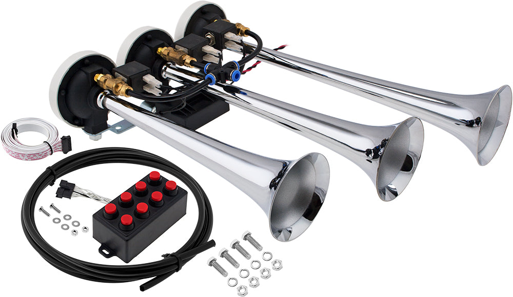 VIXEN HORNS VXH6808C 8-TUNE MUSICAL AIR HORN CHROME PLATED image 0