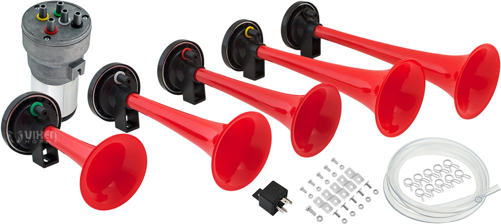 VIXEN HORNS VXH6803R LA CUCARACHA MUSICAL AIR HORN RED image 0