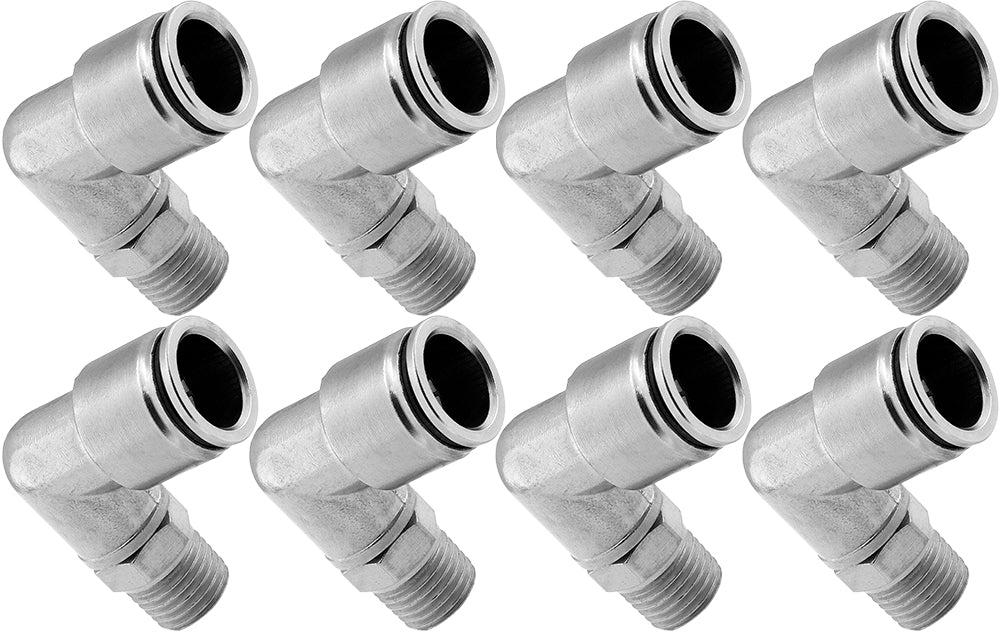 VIXEN AIR VXA2421-8 1/4" NPT MALE TO PUSH TO CONNECT (PTC) FOR 1/2" OD HOSE SWIVEL ELBOW (8 PACK) image 0