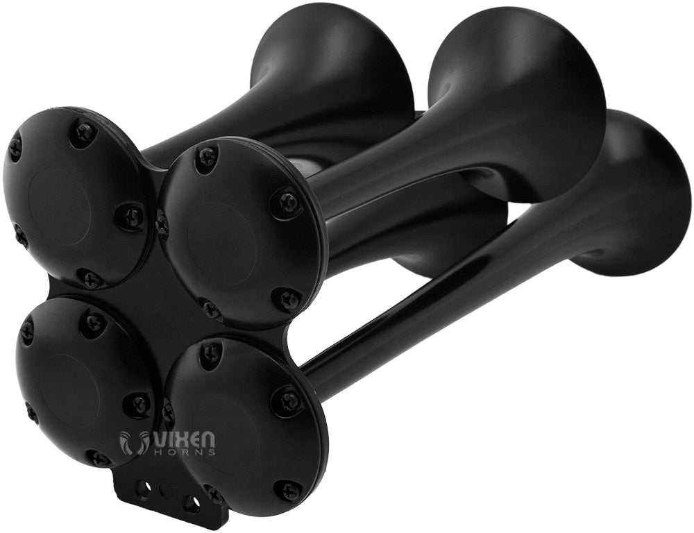 VIXEN HORNS VXO8325B/4114B QUAD TRUMPET TRAIN AIR HORN BLACK WITH 2.5 GALLON TANK AND 200 PSI COMPRESSOR image 2
