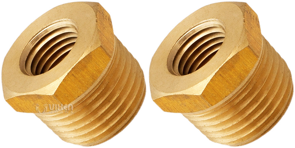 VIXEN HORNS VXA1214-2 1/2" NPT MALE TO 1/4" NPT FEMALE BRASS THREAD REDUCER FITTING (2 PACK) image 0