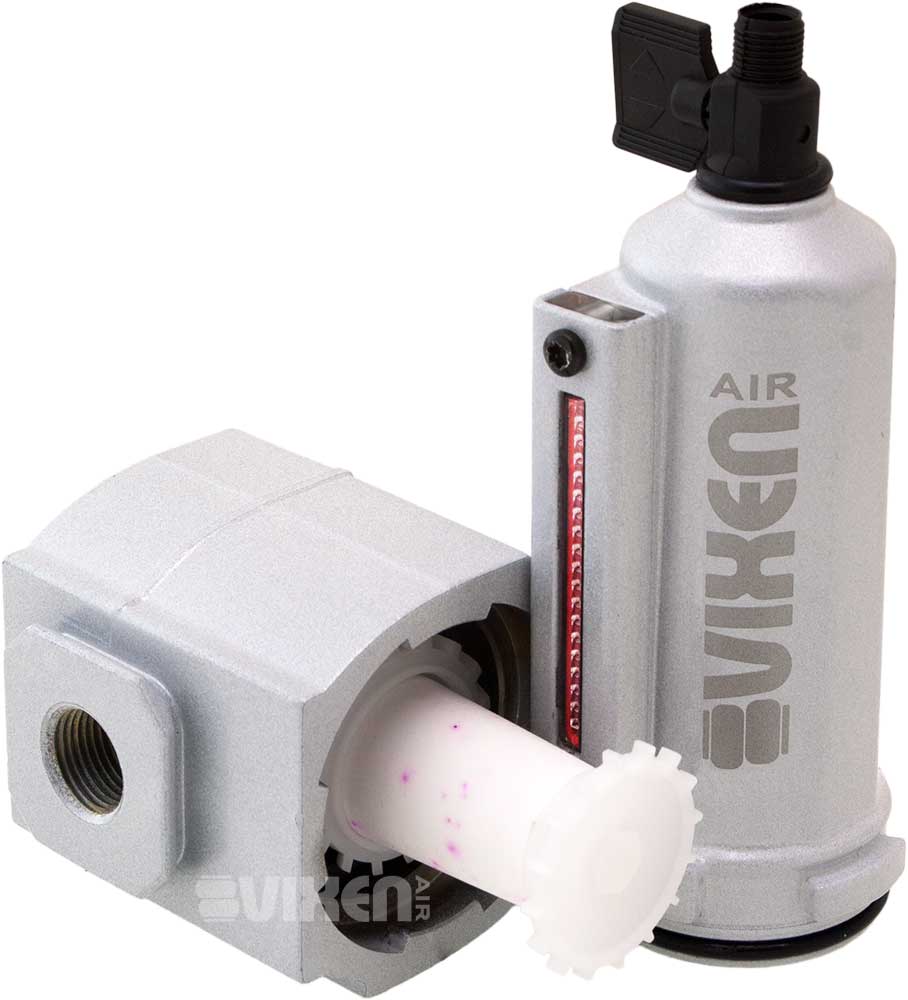 VIXEN AIR VXK3914C 3/8" NPT IN-LINE ALUMINUM AIR FILTER/WATER TRAP KIT SILVER image 3