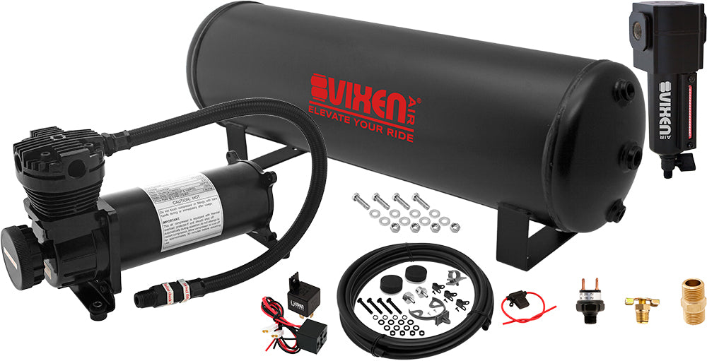 VIXEN AIR VXO4841BF 4 GALLON STEEL AIR TANK WITH DUAL 200 PSI AIR COMPRESSOR ONBOARD AIR SYSTEM image 0