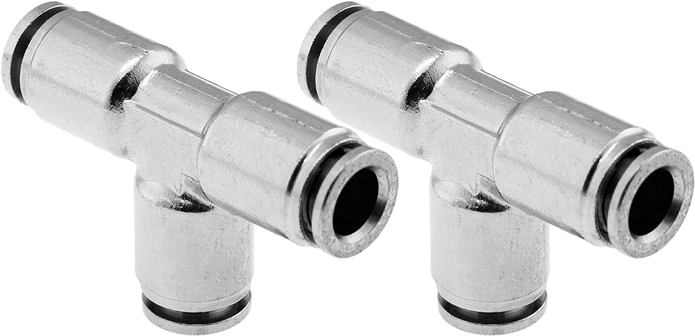 VIXEN AIR VXA8314-2 PUSH TO CONNECT (PTC) UNION TEE PNEUMATIC FITTING FOR 1/4" OD HOSES (2 PACK) image 0