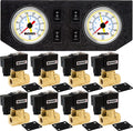 VIXEN AIR VXF2G4038W 3/8" NPT ELECTRIC AIR VALVE (SOLENOID) 250PSI 12V (8-PACK) WITH 2 DUAL NEEDLE GAUGES/4 SWITCH DASH PANEL KIT WHITE image 0